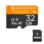 K&F Concept 1 Pack 32GB Memory Card with Adapter, SD Card U3, V30, A1, C10, UHS-1 4K with Adapter for DSLRs/Drone/Webcam/Trail Camera etc