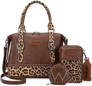 Wrangler 3Pcs Doctor Bag Set for WomenTop Handle Purse Hobo Shoulder Satchel Handbags Crossbody Bag with Crazy Horse Grain Leather for Women WG48S-S51101BR