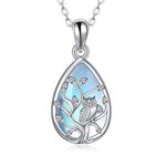 YAFEINI Owl Tree of Life Necklace Sterling Silver Moonstone Owl Pendant Jewelry Gifts for Women Christmas Jewelry Gifts