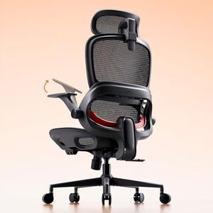 SIHOO B100 Office Chair, Comfy Ergonomic Office Chair, High Back Computer Chair with Adaptive Lumbar Support & Wide Headrest, Flip-up Armrests, Swivel Desk Chair for Long Hours,Black