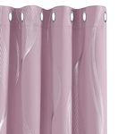 Deconovo Decorative Silver Wave Line Foil Printed Blackout Curtains Thermal Insulated Curtains Eyelet Curtains for Living Room 66 x 72 Inch Light Pink 2 Panels