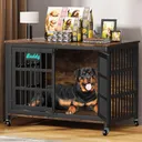 EasyCom 48"/42"/33" Dog Crate Furniture with Name Tag, Heavy Duty Dog Kennel Indoor for Large Dogs, Escape-Proof and Chew-Proof Dog Cage for high Anxiety Dog, Decorate House as TV Stand, End Table
