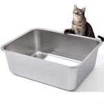 LEGOURNS Stainless Steel Litter Box, 18"x14"x6"(Height) Medium to Large Metal Litter Box Easy Clean, Non Stick No Smell Cat Litter Box for Adult Cats or Kitty/Kitten