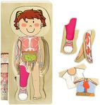 Kidzlane Girl Wooden My Body Puzzle for Toddlers & Kids - 29 Piece Girls Anatomy Puzzle Kid Play Set - Anatomy for Kids, Skeleton Toys for Kids Ages 3 Plus