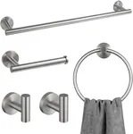 5-Piece Bathroom Hardware Set Brushed Nickel, Lava Odoro Towel Rack Set Stainless Steel Wall Mounted - Include 23.6 in Bath Towel Bar, 2 Robe Towel Hooks, Toilet Paper Holder and Towel Ring