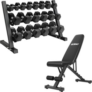 GOIMU Dumbbell Sets with Rack, Rubber Hex Dumbbells, 160/220/280/360/450/550LBS, Hand Weights with Chrome Handle for Strength Training