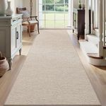 DEXI Non-Slip Hallway Runner Rug 71 x 243 cm, Thin Low-Profile Carpet for Entryway, Bedroom, Kitchen, Laundry Room – Rubber Backing, Khaki