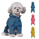 Waterproof Puppy Dog Raincoats with Hood for Puppy Small Medium Dogs, Waterproof Dog Rain Coat Jacket with Reflective Strap and Leash Hole, Easy to Put On & Off Poncho (Medium, Blue)