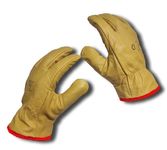 LLB Premium Fleece Lined Yellow Leather Winter Thermal Cold Work Gloves PPE HGV Lorry, Garden, Grip Builders One Pair X-Large XL 10