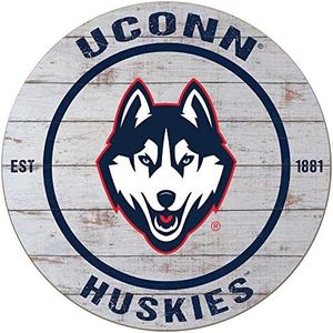 KH Sports Fan Connecticut Huskies Weathered Circle Sign, 20x20 Inches, Huskies Decor for Dorm Room, Bedroom, Fan Cave, Living Room; Display Your Team Spirit with This Unique Connecticut Huskies Wall Art