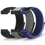 Relting Sport Loop Nylon Band 16mm 18mm 19mm 20mm 22mm Watch Band Quick Release,Soft Fabric Nylon Adjustable Rugged Velcro Replacement Wristband Strap for Men Women (Black+Gray+Midnight Blue, 22mm)