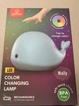 Wally Whale Blue Multicolor Changing Integrated LED Rechargeable Silicone Night Light