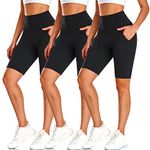 we fleece 3 Pack Biker Shorts with Pockets for Women-8'' High Waisted Workout Running Athletic Shorts Yoga Shorts