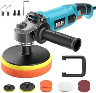 Seesii Car Buffer Polisher 1600W, 7"/6" Variable Speed 2056-3600 RPM Rotary Polisher with Copper Motor & Detachable Handles, Ideal for DIY Detailers, Auto Detailing Hobbyists, Scratch Removal & Waxing