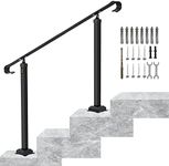 VEVOR Handrails for Outdoor Steps, Fit 1 or 3 Steps Outdoor Stair Railing, Wrought Iron Handrail, Adjustable Front Porch Hand Rail, Black Transitional Hand railings for Concrete Steps or Wooden Stairs