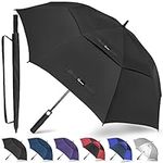 NINEMAX Golf Umbrella Windproof Strong - Extra Large Golf Umbrellas Rainproof - 62inch Golfing Umbrella Double Canopy(Black)