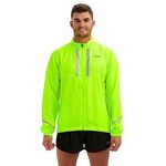 Time To Run Men's Pace Running Jacket - Lightweight Windproof Reflective Trim & Two Pockets Medium Lime