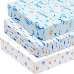 david's kids 3 Pack Fitted Crib Sheets, Ultra Soft Breathable Comfortable Baby Sheet Set for Boys Girls Neutral, 28x52 Inch Fits Standard Crib and Toddler Mattresses, Whale