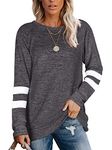 Famulily Ladies Sweatshirt Plus Size Jumpers Stylish Fab Comfy Color Block Shirts Dark Grey 2XL