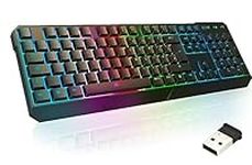 KLIM Chroma Wireless Keyboard UK Layout + Slim, Durable, Ergonomic, Quiet, Waterproof, Silent Keys + Backlit Wireless Gaming Keyboard For Laptop PC Gamer PS4 Mac + NEW VERSION + Black