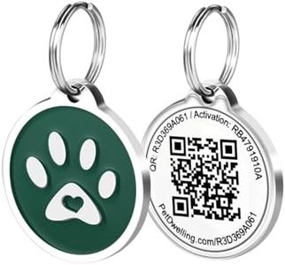 Pet Dwelling Premium Pet ID Tag for Dogs and Cats: Easy Scan QR Code, Instant Online Pet Profile Access, & Scan Location Alerts(Green Paw)