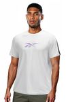 Reebok Men's White T-Shirt |Training | ColourBurst Vec Perf Tee | Round Neck | Regular Fit | Half Sleeve | 100% Polyester with Speedwick tech