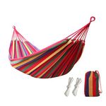 YAMLGHT Canvas Hammock 450 lbs Single Camping Hammock Upgraded Thickened Durable Canvas Fabric Super Light and Easy to Carry for Outdoor Indoor Camping Beach and Tree Hanging (Rainbow Colours)