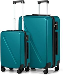 MILADA Luggage Hard Shell Suitcases, Caribbean Blue, 2-Piece Set（20/28）, Travel