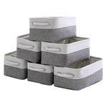 TheWarmHome Small Storage Baskets for Organizing,Storage Baskets for Shelves,Small Fabric Storage Bins W/Handles For Closet Nursery Toy Decorative Foldable (White&Grey, 11.8L*7.9W*5.2H-6 Pack)