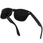 grinderPUNCH Super Dark Black Lens Men's Sunglasses Retro Classic 80's Stylish Trendy Shades (Black)