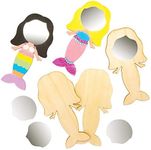 Baker Ross AT685 Mermaid Wooden Mirrors - Pack of 4, Children's Painting Set for Arts and Crafts Projects