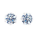 HIGHSPARK 925 Silver Solitaire Stud Earrings | 92.5 Sterling Silver & Round Brilliant Cubic Zirconia Tops for Men Women | Silver 5mm