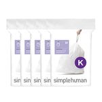 simplehuman Code K Custom Fit Drawstring Trash Bags, 35-45 Liter / 9-12 Gallon, White, 100 Count