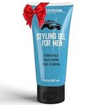 Hair Gel for Men Strong Hold - Mens Hair Gel Extra Strength - Styling Gel for Hair Clear Hair Gel - Firm Hold Gel Hair High Shine Non-Flaking Curly Hair Gel (10oz)