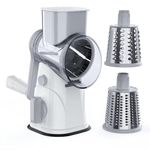 RAINBEAN Rotary Cheese Grater for Kitchen, Hand Crank Cheese Shredder with 3 Interchangeable Blades, Rotary Grater with Handle and Strong Suction Base, for Vegetables, Fruit, Nuts