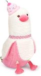 PEACH CAT Banana Duck Plush Pillow with Cherry Cake Hat Banana Duck Stuffed Animal Gift for Girls Boys White and Pink 12"