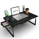 LACTOS Foldable Wooden Laptop Bed Tray Table, Multifunction Lap Tablet Desk with Cup Holder, Perfect for Eating Breakfast, Reading Book, Working, Watching Movie On Bed (BC=Black)