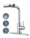 FORIOUS Kitchen Faucet, Morden Kitchen Faucet with Pull Down Sprayer, Stainless Steel Kitchen Faucet 3 in 1 Function, Single Handle Kitchen Sink Faucet for Sink, Bar, Laundry, Rv, Chrome