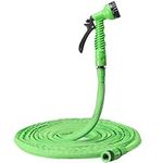 Navaris Expandable Hose 7.5-15m (25ft - 50ft) - Flexible Expanding Garden Water Hose Pipe - with 7-Function Spray Gun and Quick Connectors - Green Hosepipes