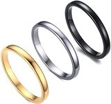 Jude Jewelers 3 Pack, 2MM Thin Stainless Steel Stackable Wedding Band Enhancer Ring, Metal