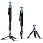 SIRUI AM-404FL Camera Monopod with Feet for Photography, 190cm Aluminum Camera Monopod with Removable Tripod Stand Base, 4-Sections Travel Lightweight Monopod for DSLR Camera, Camcorder, Max Load 12kg