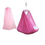 beetot New Born Baby Swing Cradle (jhula) | Cradle Cloth with Removable Mattress Bed, Mosquito net, Spring and Triangle Hanger | Weight Capacity up to 20kg | Age from 0-12 Months (Pink Floral)