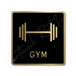 Vertical Root Inc® Premium Brush Gold Finish Acrylic Gym Door Sign Easy to Mount 3M Self-Adhesive Tape Signage for Hotel Office Resort Society Corporate Business Hospital