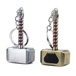 Nidavellir 2-Pack Hammer Keychain Bottle Opener, Beer Gifts Bottle Opener for Men, Husband, Dad, Grandpa, Boyfriend (Silver & Bronze)