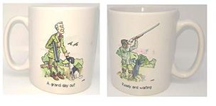 Farm Cottage Brands Game Day Shotgun Shooting Mug featuring our A Grand Day Out and Ready and Waiting pheasant/partridge pictures. Dishwasher and microwave safe (AC042)