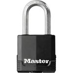 MASTER LOCK Heavy Duty Padlock, Security Level 9/10, Outdoor, Keyed, Covered Laminated Steel, Weatherproof and Rustproof, Large Shackle