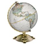 Replogle Allanson, Antique Ocean, National Geographic Cartography, Up-to-Date and Detailed, Desktop Globe, Raised Relief, Antique Plated Die-Cast Base (12"/30cm Diameter)