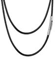 FaithHeart Black Leather Necklaces 30" inch Wax Rope Chain Surfing Jewellery Fashionable Braided Woven Long Cord Necklace Punk Accessories for Male Female