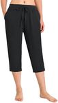 Weintee Women's Cotton Capri Pants with Pockets, Black, Small Petite