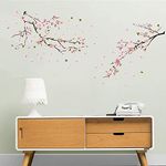 ufengke Flower Peach Blossom Wall Stickers Tree Branch Wall Decals Art Decor for Bedroom Living Room